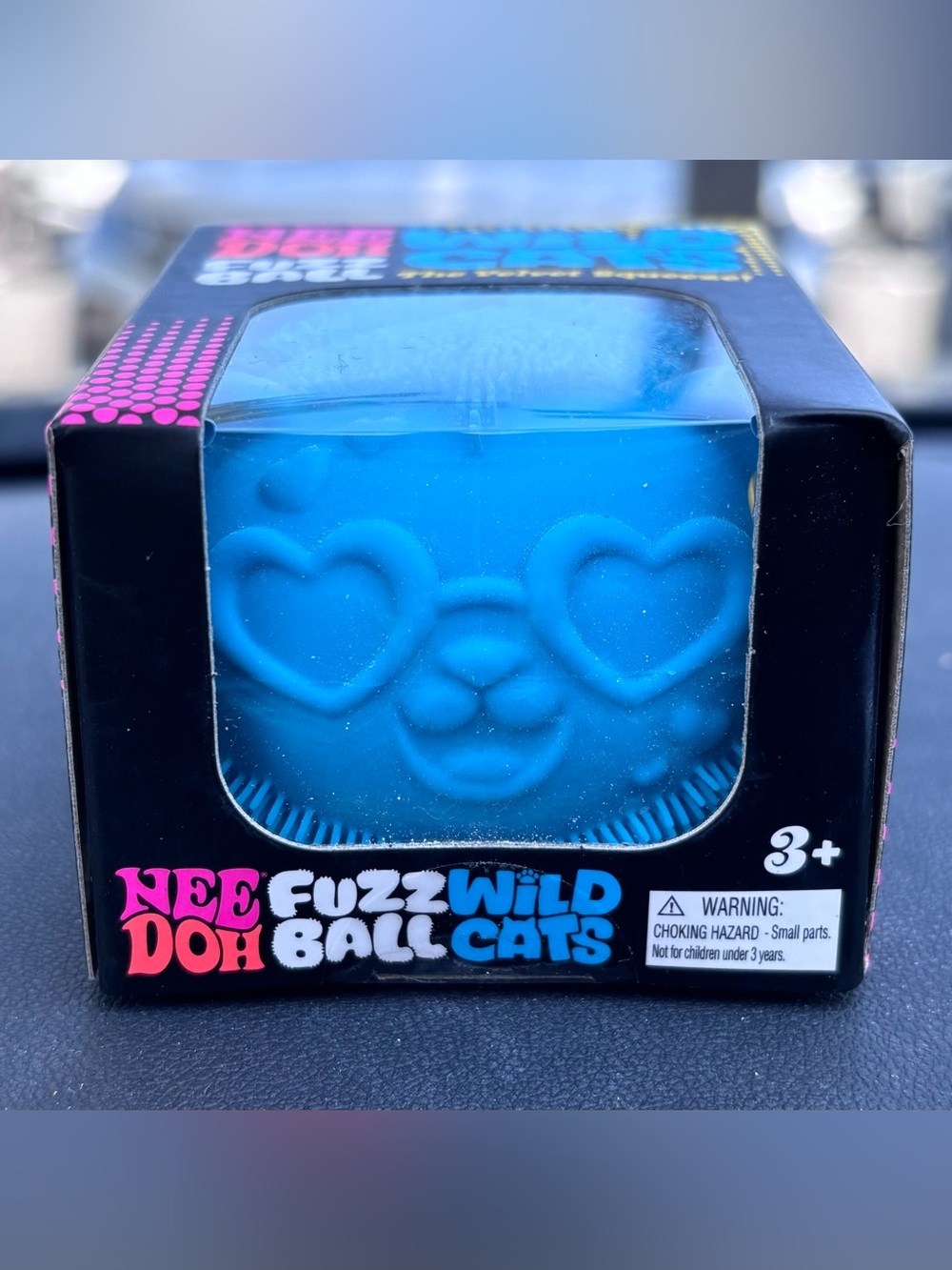 NeeDoh Fuzz Ball Wild Cats Squishy - Blue w/ Heart Glasses